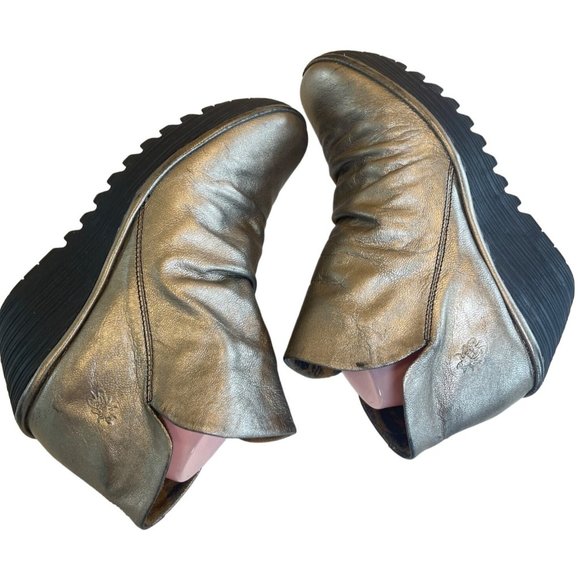 Fly London EU 41 Gold Metallic Weso Boots Booties | Leather Upper - Picture 5 of 13